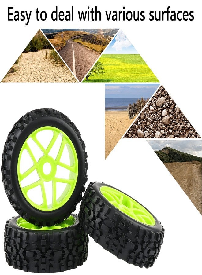 Rowiz 4PCS 1:8 RC Tires 17mm Hub Wheel Rims Pentagram for Typhon 1/8 Scale Off-Road Buggy, Green - Image 4